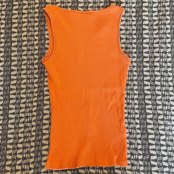 Apostrophe Orange Ribbed Cotton Y2K button tank top - Picture 5 of 8